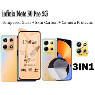 3 in 1 ฟิล์มกระจกนิรภัยกันรอยหน้าจอ เซรามิค แบบนิ่ม สําหรับ Infinix Note 30 5G Infinix Note 30 Pro 30i 12 G96 10 Pro Hot 30i 30 20 5G