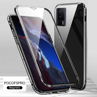 เคสโทรศัพท์มือถือ สําหรับ Xiaomi Poco F5 Pro 5G 360° เคสโทรศัพท์มือถือกระจกนิรภัย แบบฝาพับแม่เหล็ก สองด้าน สําหรับ Poxo Poko F5Pro Pocof5pro Fundas 6.67 นิ้ว