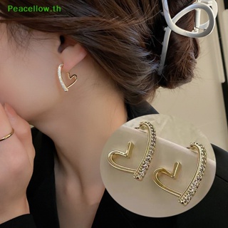 Peacellow ต่างหูสตั๊ด คริสตัล รูปหัวใจ สีทอง เรียบง่าย เครื่องประดับแฟชั่น สําหรับผู้หญิง 1 คู่