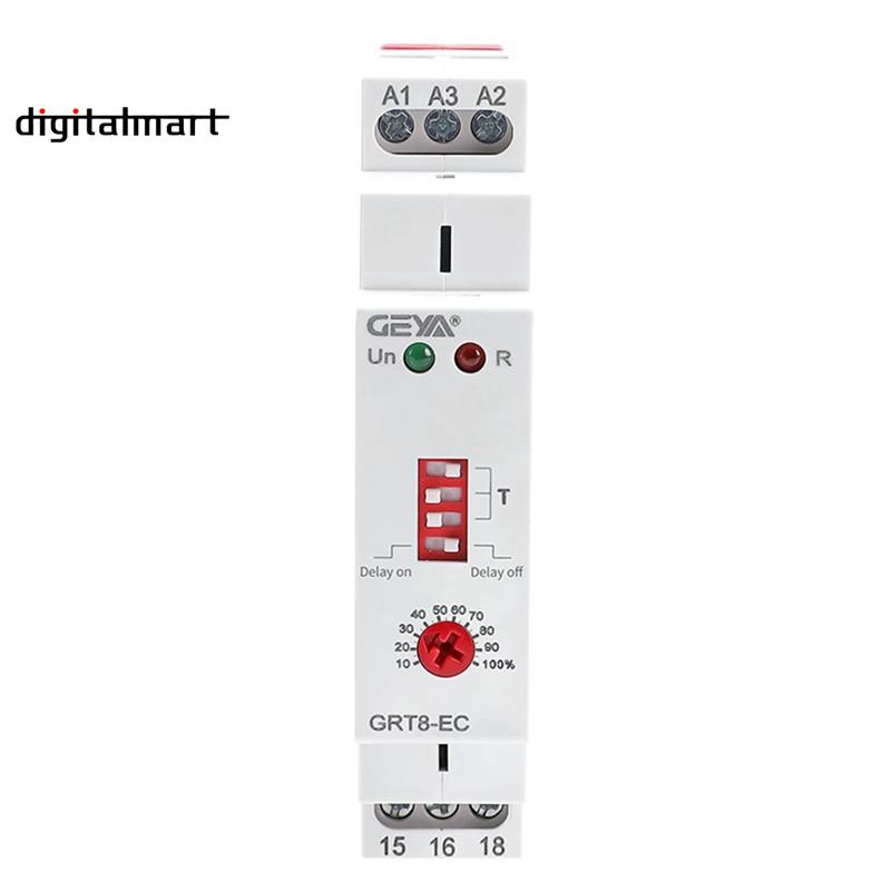 Geya 1 ชิ้น GRT8-EC 10A Dual Function Timer Relay on Delay หรือ Off Delay รีเลย์ AC230V รีเลย์เวลา