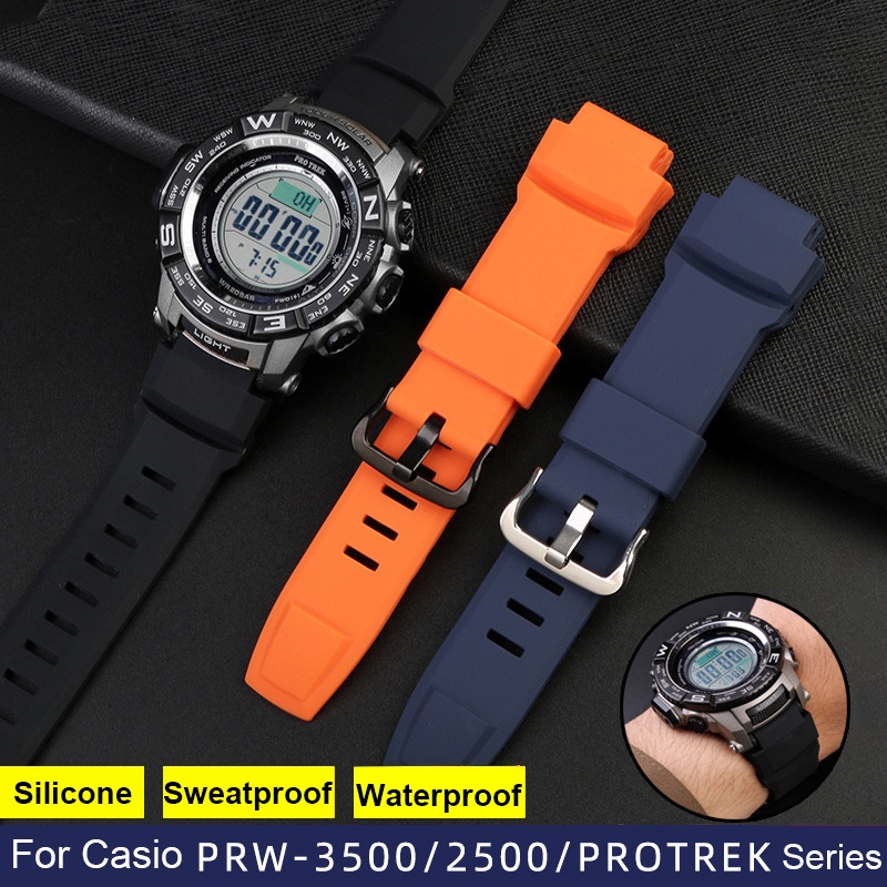 สายนาฬิกาข้อมือซิลิโคน กันน้ํา กันเหงื่อ แบบเปลี่ยน สําหรับ Casio Protrek Series PRG-260 550 250 500 PRW-3500 2500 5100