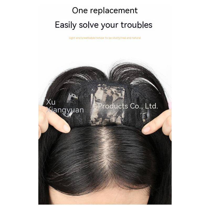100% วิกผมมนุษย์ สีดํา และสีน้ําตาลเข้ม ทดแทน ผมสีขาว กุหลาบ ตาข่ายระบายอากาศ และน้ําหนักเบา เพิ่มวอลลุ่มผม สําหรับผู้หญิง