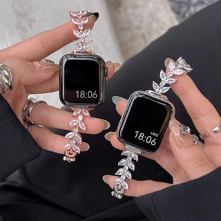 สายนาฬิกาข้อมือโลหะ ประดับเพทาย สําหรับ Apple Watch Series Ultra 8 7 6 SE 5 4 3 2 1 ขนาด 42 44 45 49 มม. 38 40 41 มม.