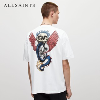 Allsaints เสื้อยืดคอกลม แขนสั้น พิมพ์ลาย สีขาว แฟชั่นฤดูใบไม้ผลิ ฤดูร้อน สําหรับผู้ชาย MG092Y