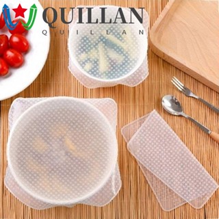 Quillan ฝาครอบอาหาร 4 ชิ้น / เซต ซิลิโคน ที่เก็บชาม อุปกรณ์ครัว ฝายืด สูญญากาศ ห่อ ซีล ที่เก็บอาหาร ฝาครอบภาชนะจัดเก็บ