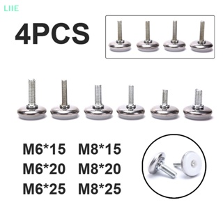 Li ขาเฟอร์นิเจอร์เหล็ก กันลื่น ปรับได้ M6 M8 15 20 25 มม. 4 ชิ้น