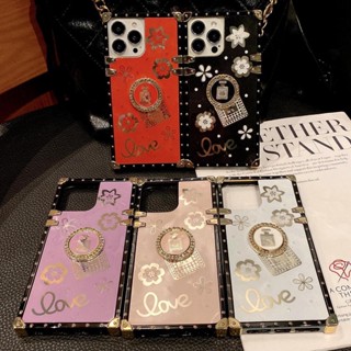 For iPhone 12 Mini 13 Pro MAX Perfume Bottle Square Phone Case With Ring Bracket