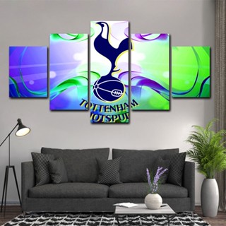 ภาพวาดผ้าใบ รูปโลโก้ฟุตบอล Tottenham Hotspur สําหรับตกแต่งผนังบ้าน 5 ชิ้น