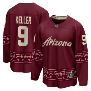 เสื้อกีฬาแขนยาว ลาย HQ1 NHL Arizona Coyotes Keller Jersey สีแดง พลัสไซซ์ QH1