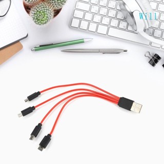 Will สายชาร์จ Micro USB 4 in 1 สายเคเบิลอะแดปเตอร์ Micro USB ซิงค์ข้อมูล Micro USB แยกสายชาร์จ สําหรับ Android P