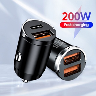 ที่ชาร์จในรถยนต์ USB คู่ 200W ชาร์จเร็ว สําหรับ Huawei Honor OPPO PD QC3.0 Mini USB Type C Car Charger