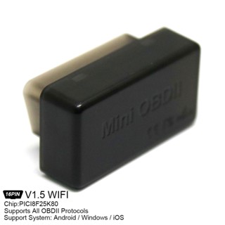 เครื่องสแกนเนอร์ไร้สาย WIFI V1.5 PICI8F25K80 9V-16V OBDII 1 ชิ้น