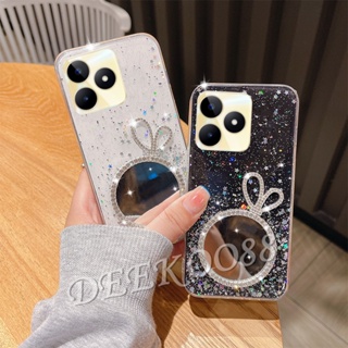 เคสโทรศัพท์มือถือ แต่งกลิตเตอร์ และเลื่อม ลายกระต่ายน่ารัก สําหรับ Realme C53 C55 NFC 10T 10 Pro+ Pro 5G 4G Plus