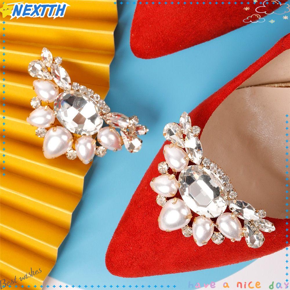 Nextth คลิปหัวเข็มขัด สําหรับตกแต่งรองเท้าเจ้าสาว งานแต่งงาน 2 ชิ้น