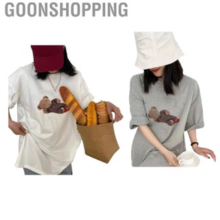 Goonshopping Oversized T Shirt  Cute Bear Print Round Neck Baggy Short Sleeve for Shopping