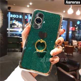 เคสโทรศัพท์มือถือ ชุบไฟฟ้า กันกระแทก ลายหัวใจ พร้อมขาตั้ง สําหรับ Huawei Nova 11 Pro 11i Nova11i Nova11 Pro