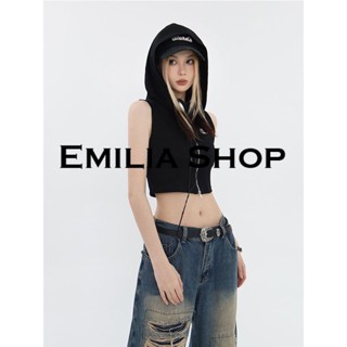 EMILIA SHOP เสื้อยืด เสื้อครอป เสื้อผ้าแฟชั่นผู้หญิง สไตล์เกาหลี ins 2023 ใหม่ A20K0OC 0625