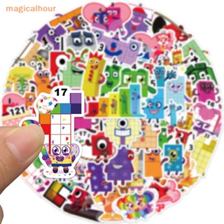 Magicalhour^^ สติกเกอร์ตัวเลข ลายการ์ตูนกราฟฟิติ สําหรับติดตกแต่งรถจักรยาน กระเป๋าเดินทาง 52 ชิ้น