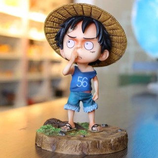 One Piece รุ่น Q  วัยเด็กลูฟี่จมูกน่ารักลูฟี่รูปแอนิเมชั่นตกแต่งโมเดลอุปกรณ์ต่อพ่วง