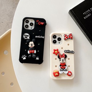 เคสโทรศัพท์มือถือ ซิลิโคน กันกระแทก ลายการ์ตูนมิกกี้ มินนี่เมาส์ แฮนด์เมด DIY สีชมพู เขียว ขาว สําหรับ Apple 11 11 promax 12 13 14 promax