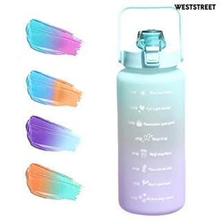 Weststreet ขวดน้ํา แบบหลอดดูด 2000 มล. ไล่โทนสี ปลอด BPA สําหรับออกกําลังกาย กลางแจ้ง