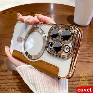 EIRVEXEL หอยเชลล์ หนัง พร้อมที่ใส่บัตร แม่เหล็กไร้สาย เคส เข้ากันได้สำหรับ เคสไอโฟน Case Compatible For iPhone 11 12 13 14 15 16 Pro Max
