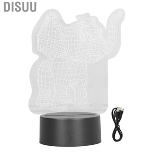 Disuu 3D Night Light 7 Colors Touch Control Unique Elephant Shape USB Charging