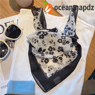 OCEANMAPDZ ผ้าพันคอ ฮิญาบ ทรงสี่เหลี่ยม ลายดอกไม้ ดาว แฟชั่นฤดูใบไม้ผลิ สําหรับผู้หญิง