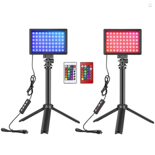 Andoer ไฟเติมแสง RGB ไฟวิดีโอ LED หรี่แสงได้ พลังงาน USB พร้อมขาตั้งกล้อง 2 แพ็ค สําหรับประชุมทางไกล วิดีโอ ถ่ายทอดสด สอนออนไลน์