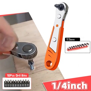 Hexagon Ratchet Spanner 1/4inch Mini Quick Release Socket เครื่องมือ มือจับในครัวเรือนซ่อมประแจไขควงสําหรับรถยนต์