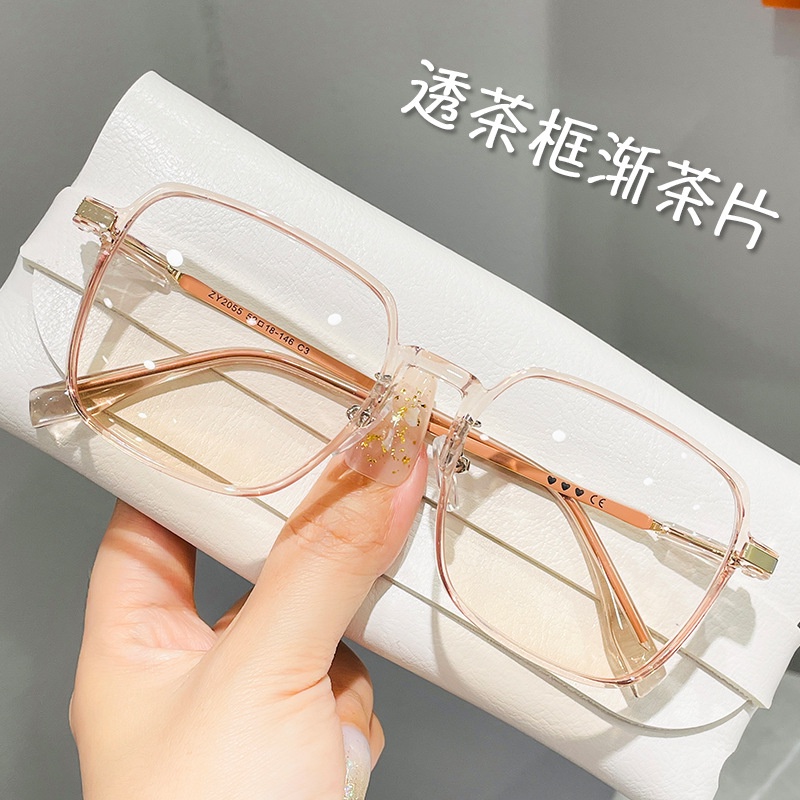 ⭐ใหม่!⭐แว่นตาสายตาสั้น 1.56 HD (-50, -75, -600) สีชมพู เลนส์สายตาสั้น แว่นกันแดด UV400 แฟชั่น แว่นตาแต่งหน้า กรอบใหญ่ กรอบแว่นตาเวอร์ชั่นเกาหลี แว่นตาป้องกันรังสีอัลตราไวโอเลต