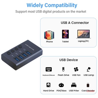 Zzz อะแดปเตอร์ฮับข้อมูล USB 3 0 4 พอร์ต พร้อมสวิตช์เปิด ปิด ความเร็วสูง 5Gbps