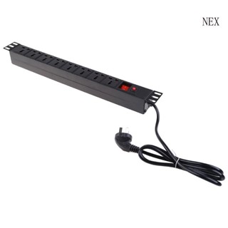 Nex 1U PDU รางปลั๊กไฟ พร้อมสายต่อขยาย 250V 10A 2500W 8 ช่อง ชาร์จเร็ว