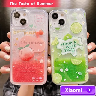 เคสโทรศัพท์มือถือ กันกระแทก มีทรายไหล แต่งกลิตเตอร์ ลายเลม่อน พีช สําหรับ XIAOMI POCO X3 NFC X4 MAX 2 3 5X 6X 8 9 CC9 10 10T 11T 12T 13 LITE PRO