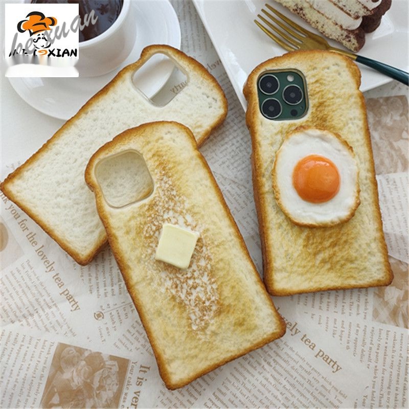 Original ที่ไม่ซ้ํากันจําลอง Toast สําหรับ iPhone16 15 11 13 14pro 12 16pro 13promax เคสโทรศัพท์ Apple กันกระแทกด้านข้าง Niche Armor เคสป้องกันโทรศัพท์ QP9Z
