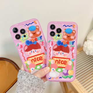 Nice Bear Boy เคส TPU นิ่ม HP iP iPhone 12 13 14 Pro Max 11 FTD เคส Apple