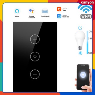 Us Standard Tuya Smart Wifi Infinite Dimming Switch with Led Backlight Function Wired Wall Touch Switch ทำงานร่วมกับ Google Home และ Alexa canyon