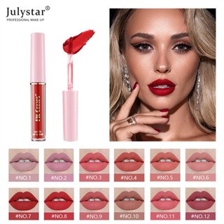 JULYSTAR 12 สีไม่ติดถ้วยเคลือบลิปกลอสเคลือบกำมะหยี่เหลวลิปสติกลิปกลอลิปกลอส