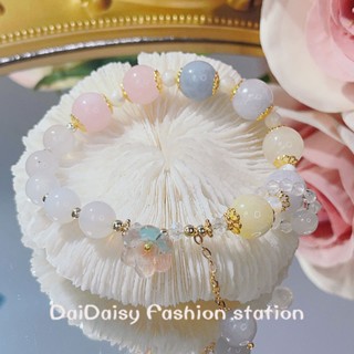 Daidaisy √♥ สร้อยข้อมือ แหวนคริสตัล ลายดอกไม้ สีขาว สีสันสดใส สไตล์แฟรี่ สําหรับผู้หญิง