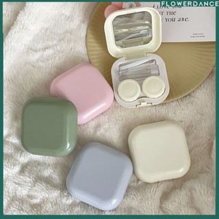 Ins Beauty Pupil Box กล่องคอนแทคเลนส์แบบพกพา Care Box With Mirror Companion Box Beauty Home Storage flower