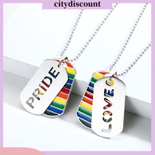 &lt;citydiscount&gt; จี้สร้อยคอ สองชั้น ลายทาง สีรุ้ง หลากสีสัน ชุบไฟฟ้า ป้องกันสนิม สําหรับเครื่องประดับ