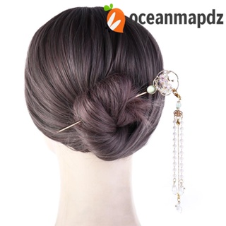 OCEANMAPDZ กิ๊บติดผม ประดับพู่ ลายดอกไม้ หรูหรา สไตล์จีนโบราณ