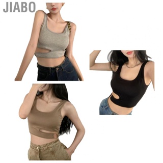 Jiabo Sporty Sleeveless Tank Top  Soft Fade Resistant Women Athletic  Fit Hollow Out Waist for Daily