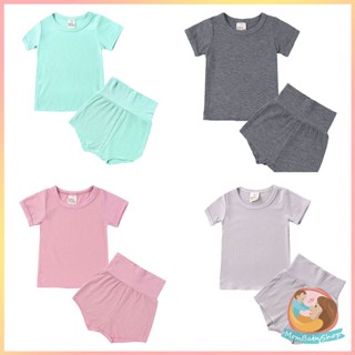 ชุดเซ็ทเเฟชั่นเด็กเรียบๆไม่มีลาย ชุดผ้าร่องใส่สบาย สำหรับเด็…