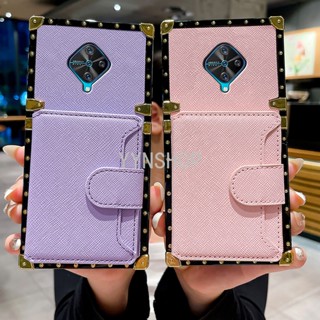 Yyn เคสโทรศัพท์มือถือหนัง ขอบตรง กันกระแทก พร้อมช่องใส่บัตร สําหรับ Vivo S1 pro V17 pro Y9s V15 pro Y7s