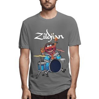  พิมพ์ลาย เสื้อยืด แบบนิ่ม พิมพ์ลายกลอง The Muppet Show Zildjian 03 สีดํา สําหรับผู้ชาย