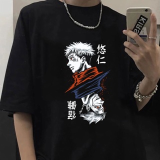 ป่าAnime Jujutsu Kaisen Tshirt Ryomen Sukuna Itadori Yuji Print Mens T-shirt Fashion Hip Hop Harajuku Short Sleeve T-Sh