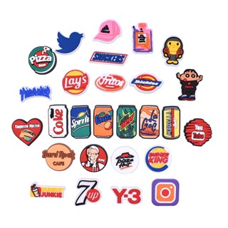 การ์ตูน Youtube Jibbitz Food Sprite Jibitz สําหรับ Croc Pin Burger King Shoe Charms Cola Pizza Jibits Crocks สําหรับผู้ชาย อุปกรณ์เสริมตกแต่งรองเท้า