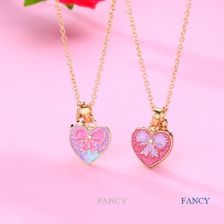 Fancy สร้อยคอโซ่ จี้รูปผีเสื้อ สีชมพู สีฟ้า ของขวัญ สําหรับเพื่อนรัก เครื่องประดับ 2 ชิ้น ต่อชุด