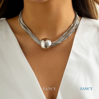 Fancy สร้อยคอโซ่ จี้ลูกบอลใหญ่ สไตล์โกธิค วินเทจ สําหรับผู้หญิง